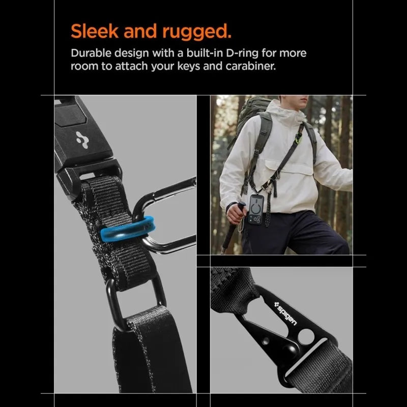 Spigen DA30M Lanyard Strap Crossbody – universalus telefono dirželis / virvelė (juodas)