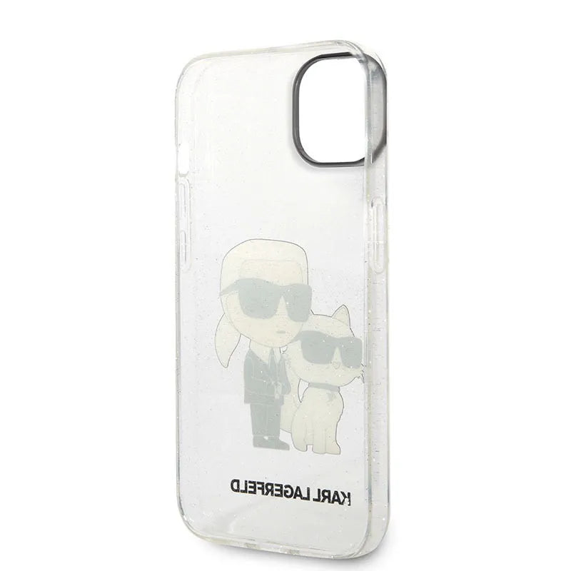 Karl Lagerfeld IML Glitter NFT Karl & Choupette - Dėklas, skirtas iPhone 14 Plus (skaidrus)