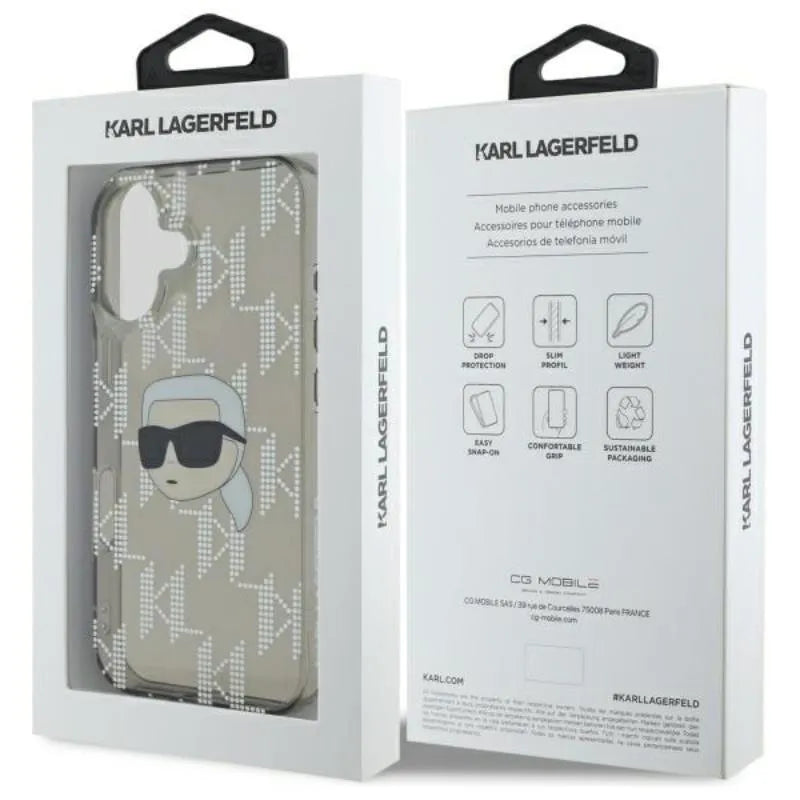 Karl Lagerfeld IML Karl Head Electroplated - dėklas, skirtas iPhone 16 (juodas)