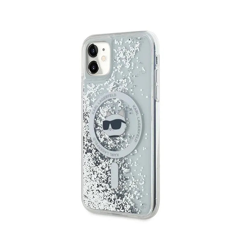 Karl Lagerfeld Liquid Glitter Choupette Head MagSafe – „iPhone 11“ dėklas (skaidrus)