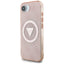 Guess IML Metal Glitter 4G Circle Triangle MagSafe – dėklas iPhone 16e (rožinis)