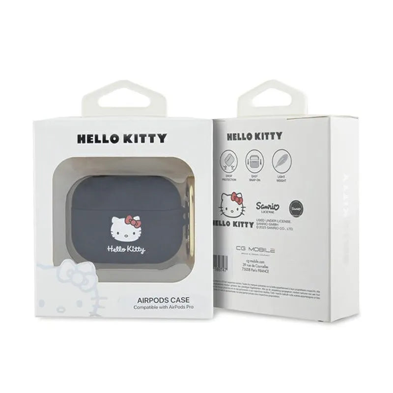 Hello Kitty Silicone 3D Kitty Head – dėklas AirPods Pro ausinėms (juodas)