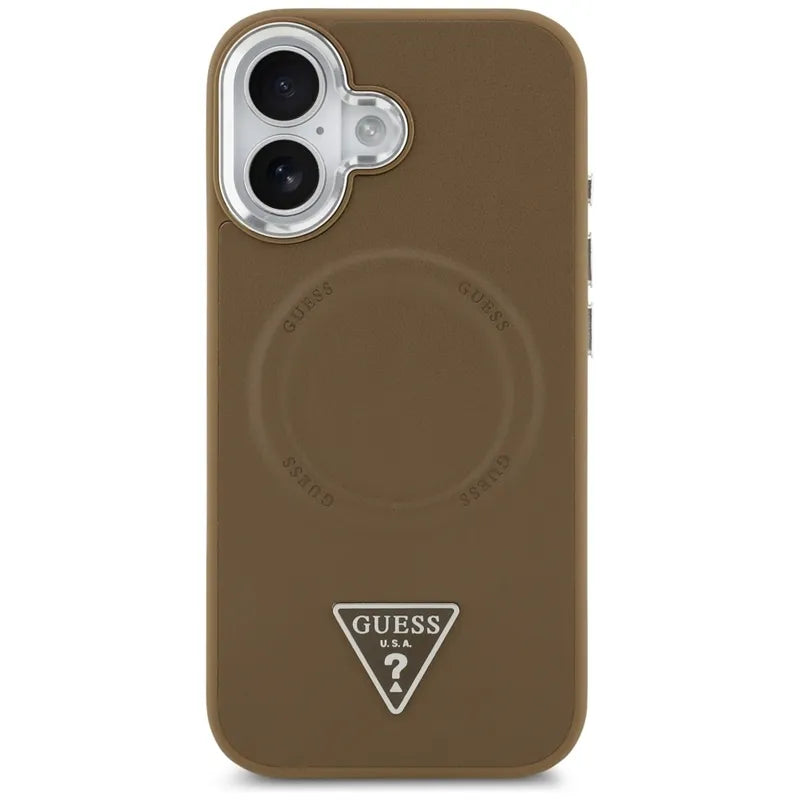 Guess Triangle Logo MagSafe - Dėklas iPhone 17 (Rudas)