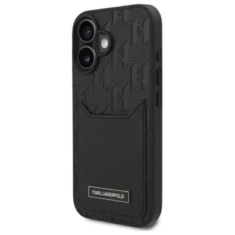Karl Lagerfeld Cardslots Monogram - dėklas iPhone 16 (juodas)