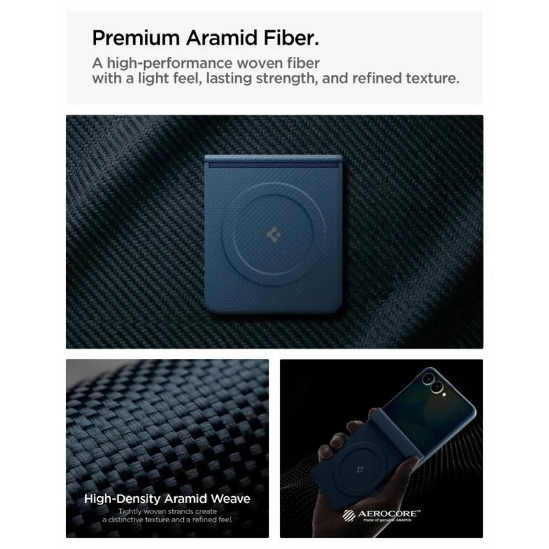 Spigen AirSkin Aramid MagSafe – Dėklas Samsung Galaxy Z Flip 8 (tamsiai mėlynas)