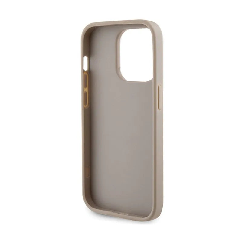 Guess 4G Strass Metal Logo – dėklas iPhone 15 Pro (auksinis)