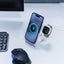 Crong MagSpot Pivot Stand - 3-in-1 belaidis įkroviklis su MagSafe skirta iPhone, Apple Watch ir AirPods (baltas)