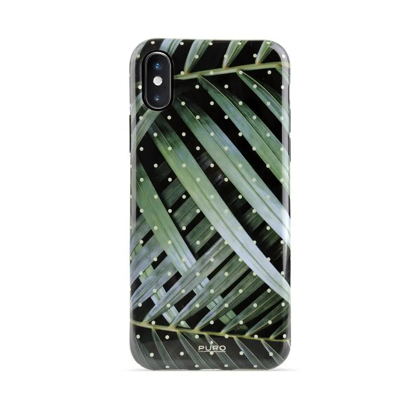 PURO Glam Tropical Leaves – dėklas „iPhone Xs / X“ (Brilliant Leaves)
