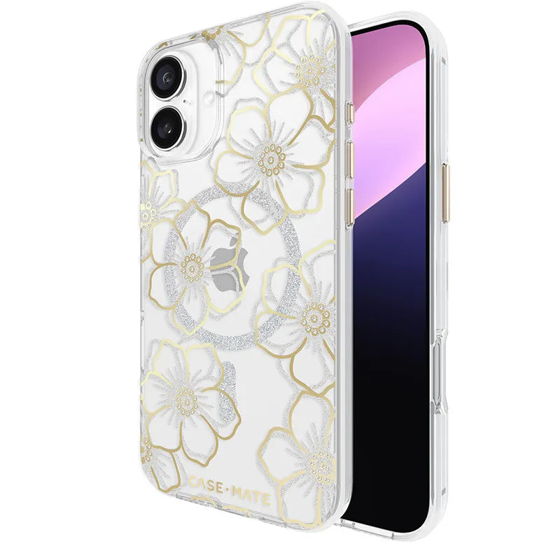 Case-Mate Floral Gems MagSafe – dėklas „iPhone 16 Plus“ (auksinis)