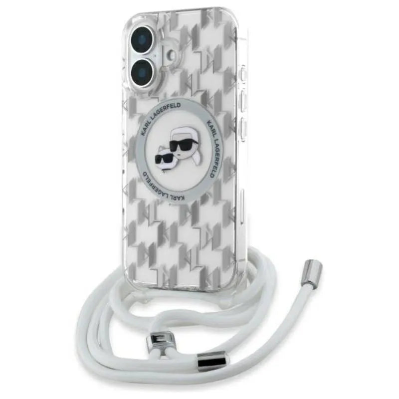 Karl Lagerfeld IML Crossbody Monogram Karl & Choupette Head MagSafe – dėklas iPhone 16 (skaidrus)