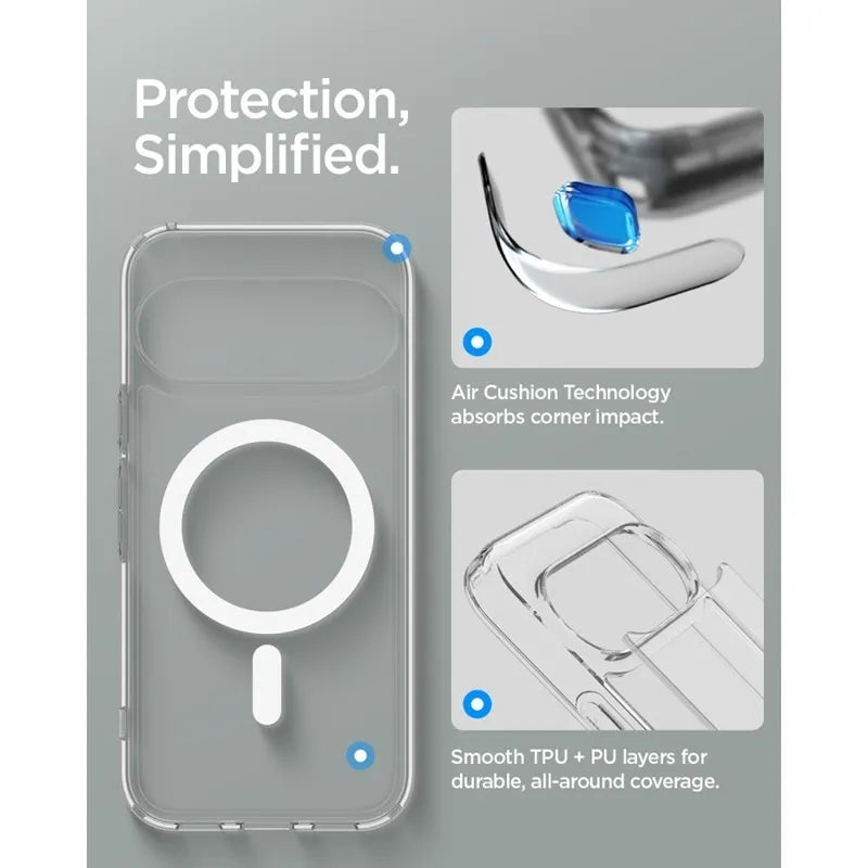 Spigen Ultra Hybrid Mag MagSafe – dėklas Google Pixel 11 Pro (skaidrus/baltas)