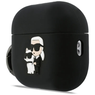 Karl Lagerfeld Silicone Karl & Choupette Head 3D - AirPods Pro 3 dėklas (juodas)