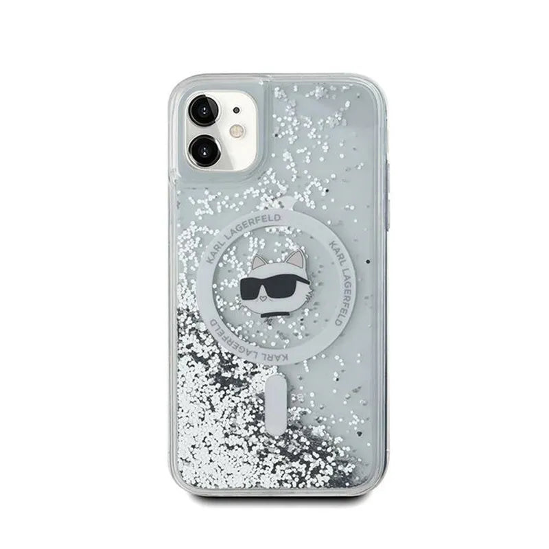 Karl Lagerfeld Liquid Glitter Choupette Head MagSafe – „iPhone 11“ dėklas (skaidrus)