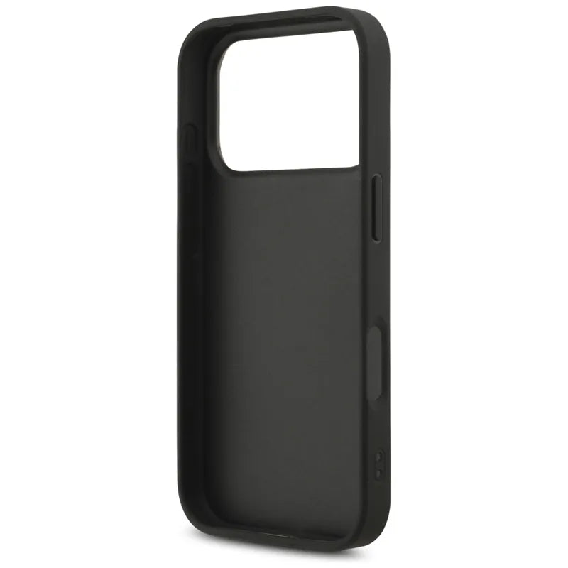 Guess Fixed Glitter Big 4G - Dėklas iPhone 17 Pro (juodas)