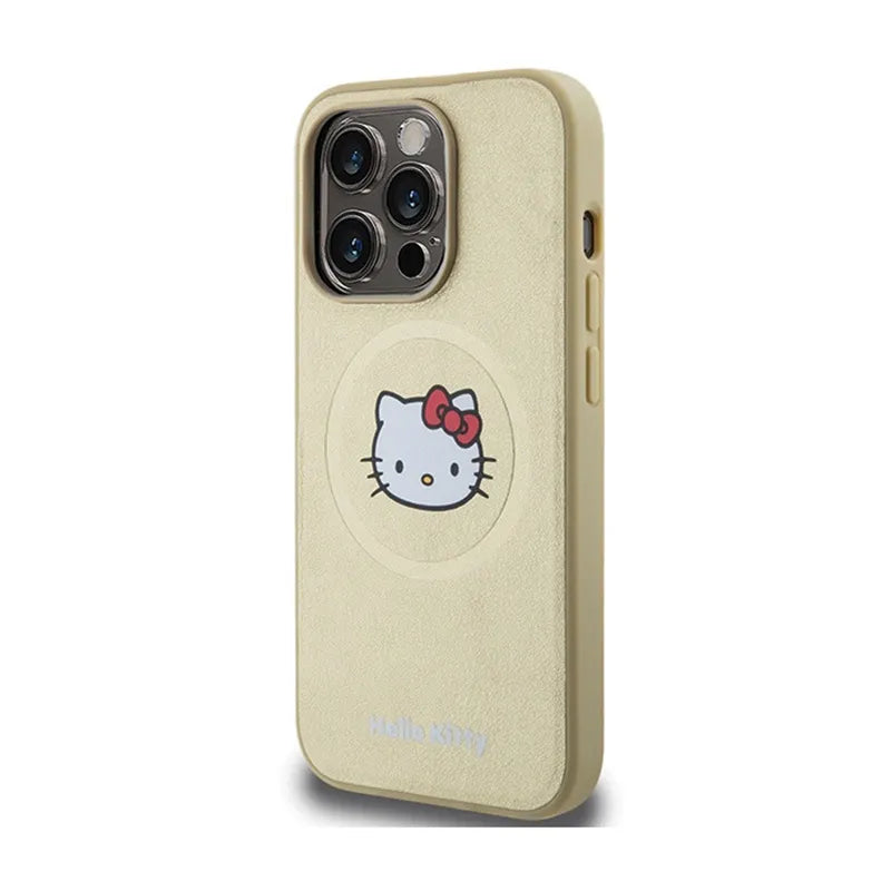 Hello Kitty Leather Kitty Head MagSafe dėklas iPhone 13 Pro Max (auksinis)