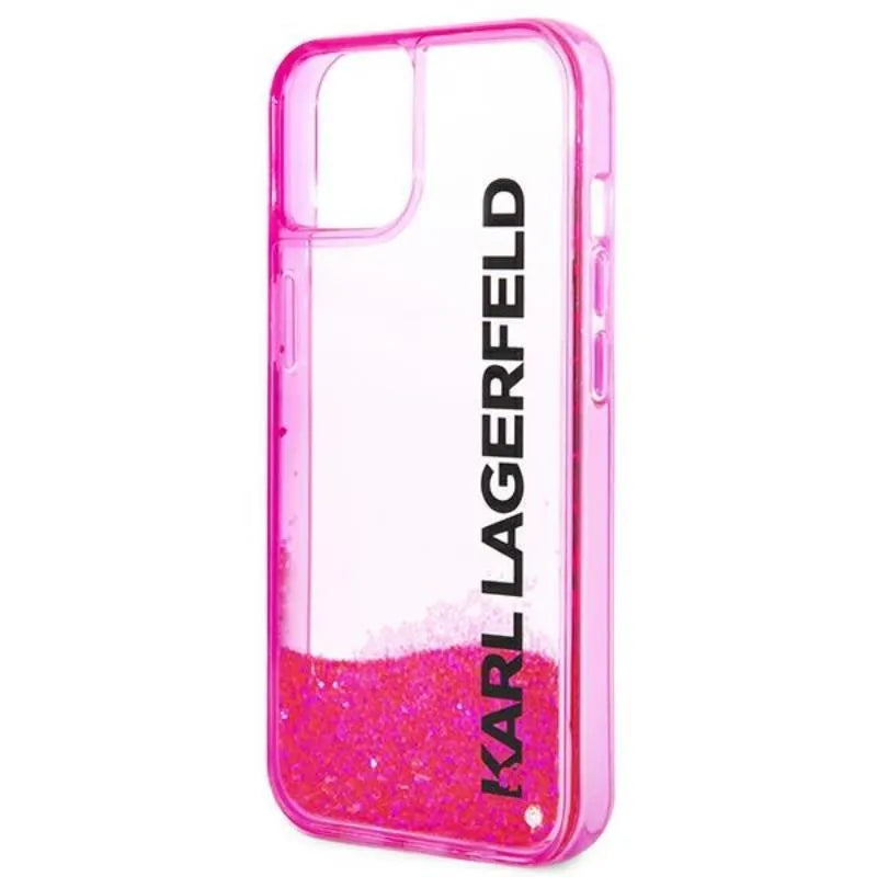 Karl Lagerfeld Liquid Glitter Translucent Elongated Logo dėklas – dėklas iPhone 14 Plus (rožinis)