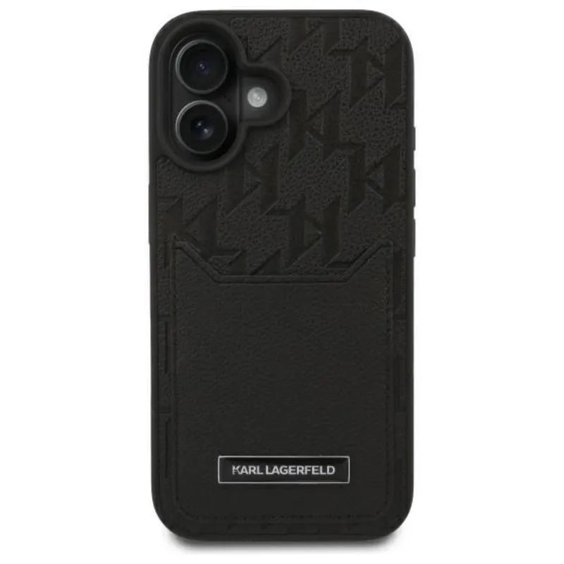 Karl Lagerfeld Cardslots Monogram - dėklas iPhone 16 (juodas)