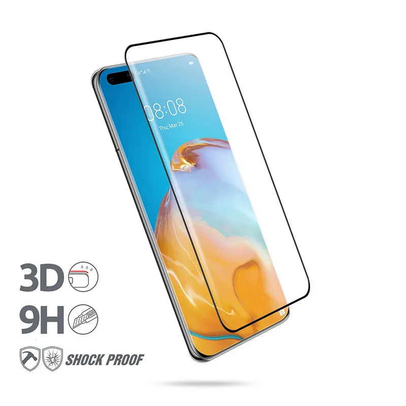 Crong 3D Armour Glass 9H viso ekrano grūdintas stiklas Huawei P40 Pro + montavimo rėmelis