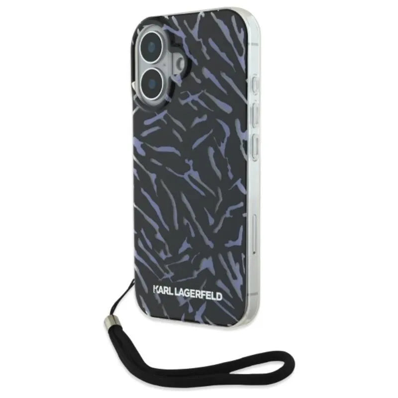 Karl Lagerfeld Zebra With Cord - Dėklas, skirtas iPhone 16 Plus (violetinis)