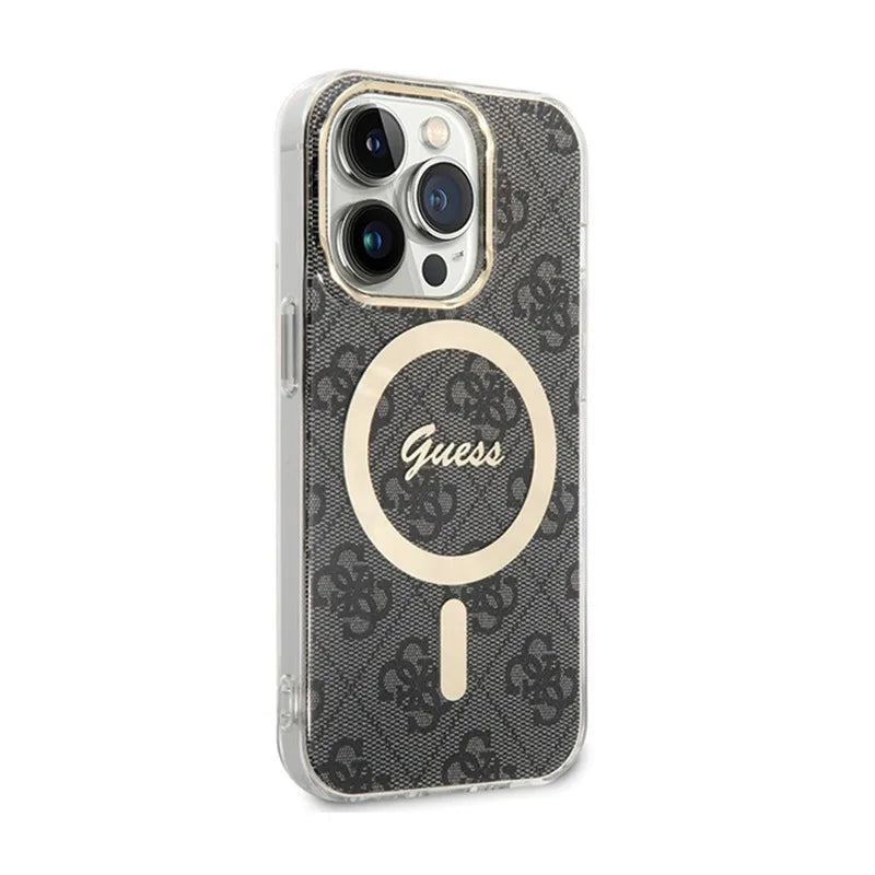 Guess 4G MagSafe – dėklas iPhone 15 Pro (juodas)