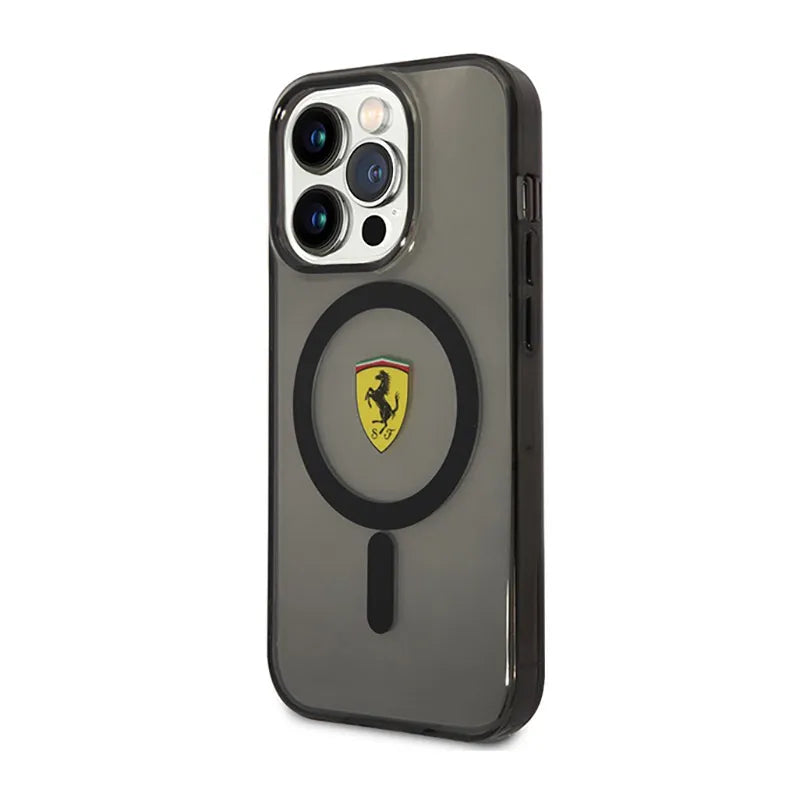 Ferrari Translucent MagSafe – dėklas iPhone 14 Pro telefonui (juodas)