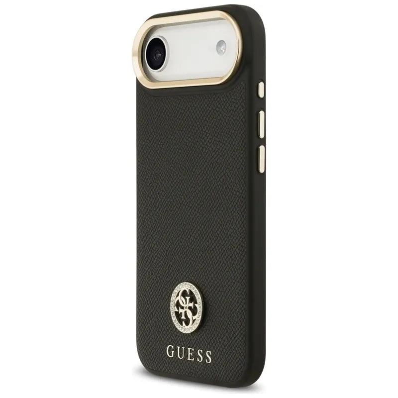 Guess Grained Strass Logo MagSafe - Dėklas iPhone Air (juodas)