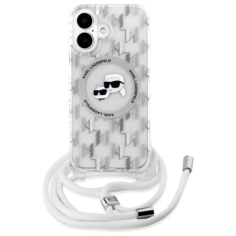 Karl Lagerfeld IML Crossbody Monogram Karl & Choupette Head MagSafe – dėklas iPhone 16 (skaidrus)