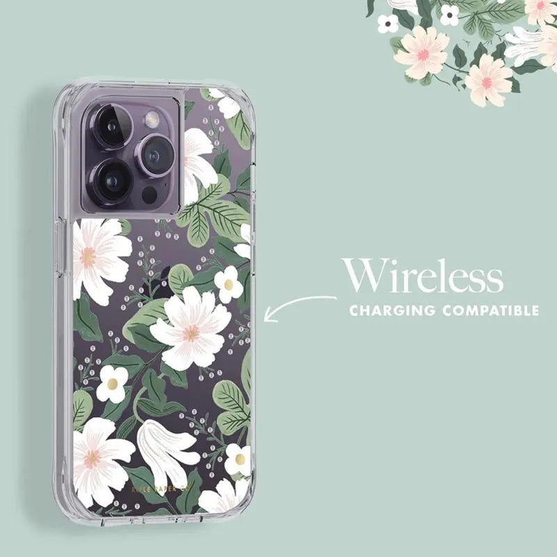 Rifle Paper Clear – dėklas iPhone 14 Pro (Willow)