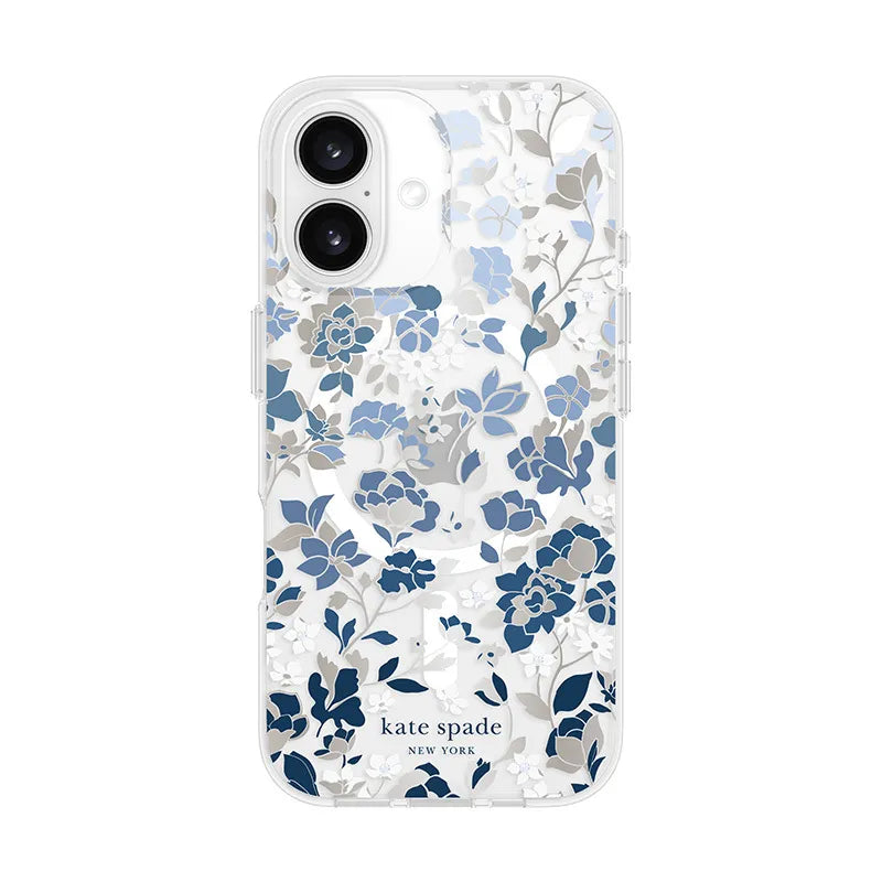Kate Spade New York Protective Gems MagSafe – dėklas iPhone 16 (Flowerbed Blue)