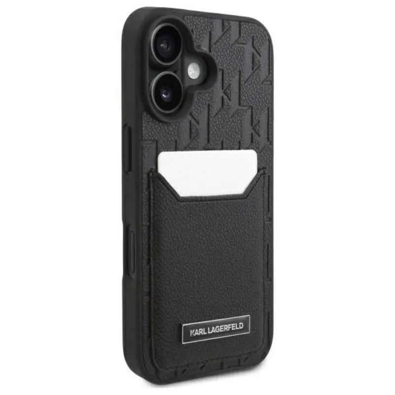 Karl Lagerfeld Cardslots Monogram - dėklas iPhone 16 (juodas)