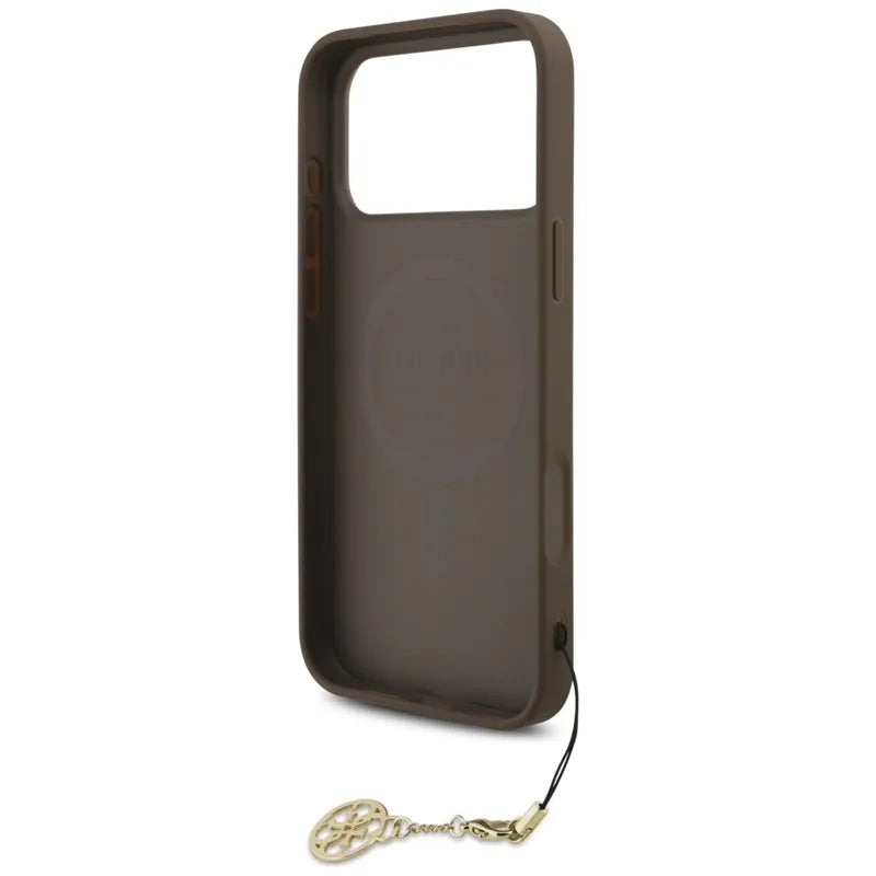 Guess 4G Charms Collection MagSafe – iPhone 17 Pro Max dėklas (rudas)