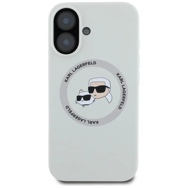 Karl Lagerfeld Silicone Double Heads And Circle MagSafe – Dėklas iPhone 16 (smėlio spalvos)