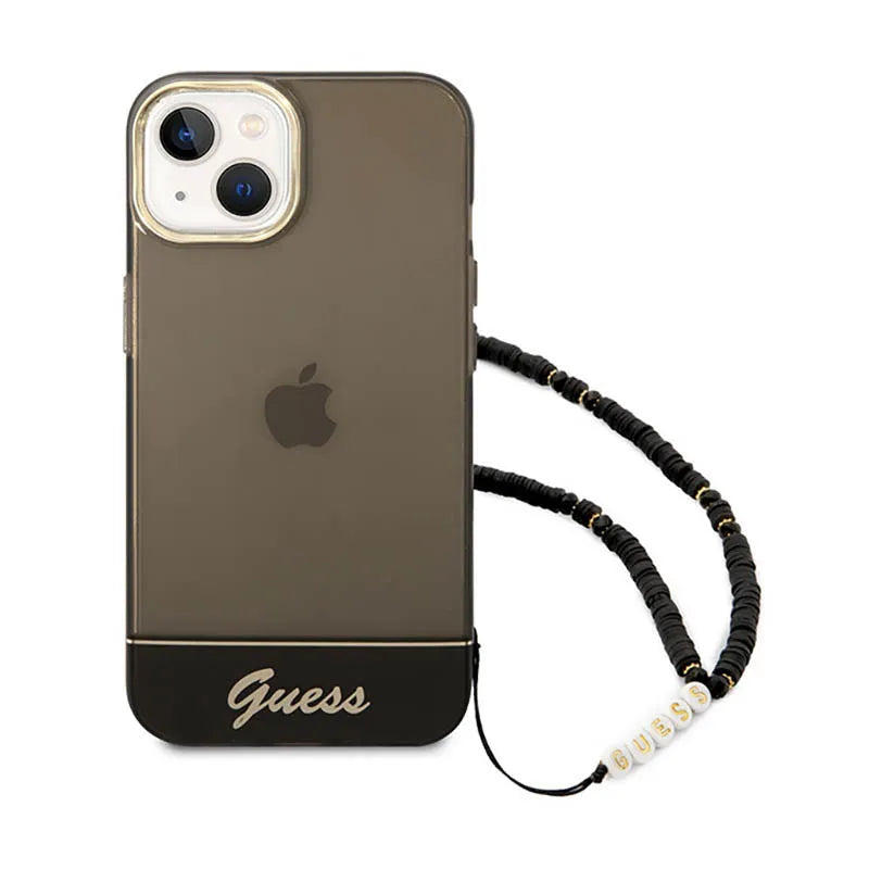 Guess Translucent Pearl Strap - Dėklas iPhone 14 (juodas)