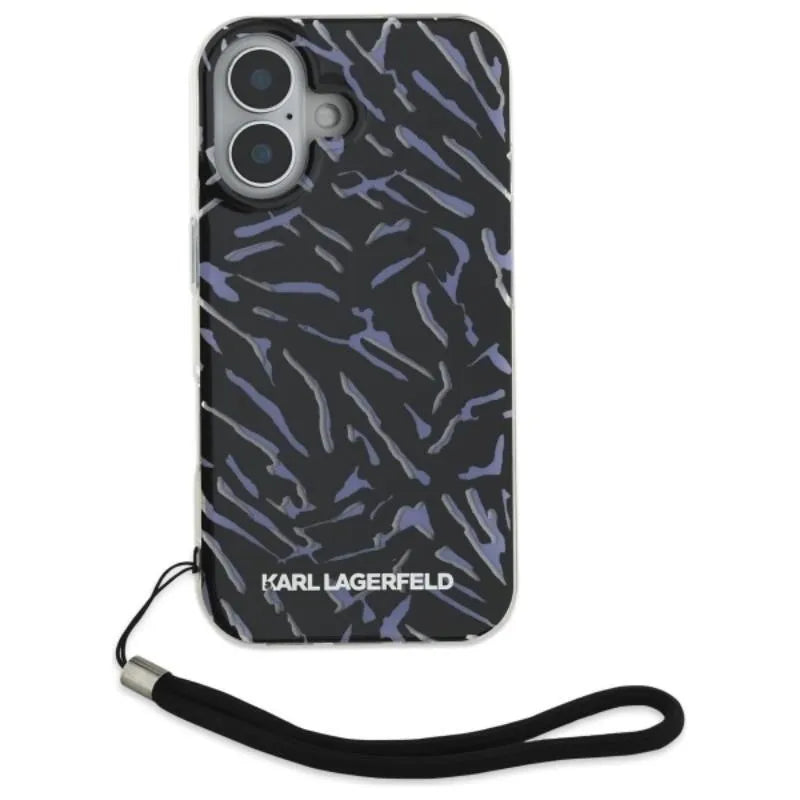 Karl Lagerfeld Zebra With Cord - Dėklas, skirtas iPhone 16 Plus (violetinis)