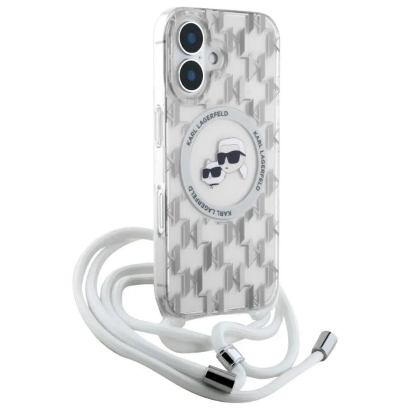 Karl Lagerfeld IML Crossbody Monogram Karl & Choupette Head MagSafe – dėklas iPhone 16 (skaidrus)