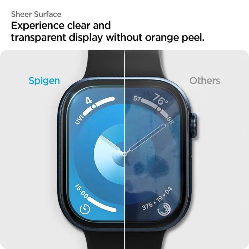 Spigen Elite Shield EZ Fit 2-Pack – hibridinio stiklo apsauga Apple Watch 10 42 mm (skaidri)