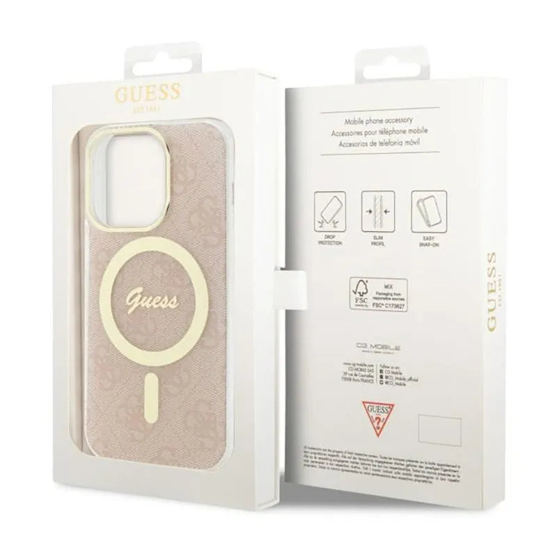 Guess 4G MagSafe – Dėklas iPhone 14 Pro (rožinis)