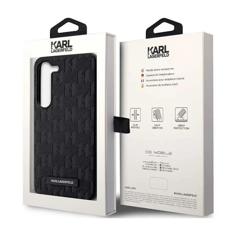 Karl Lagerfeld Saffiano Monogram Metal Logo - Dėklas Samsung Galaxy S24 (juodas)
