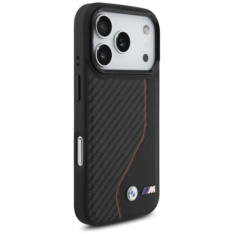 BMW M Carbon Line & Logo MagSafe - Dėklas iPhone 17 Pro (raudonas)