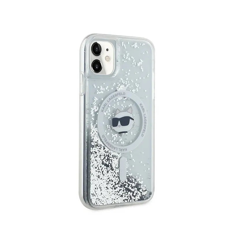 Karl Lagerfeld Liquid Glitter Choupette Head MagSafe – „iPhone 11“ dėklas (skaidrus)