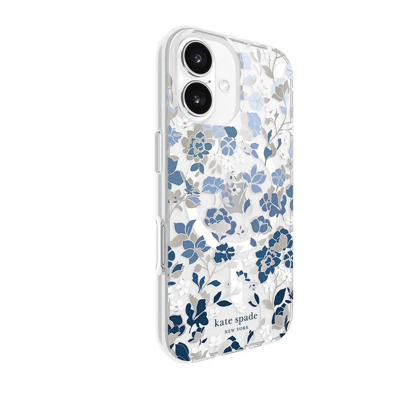 Kate Spade New York Protective Gems MagSafe – dėklas iPhone 16 (Flowerbed Blue)