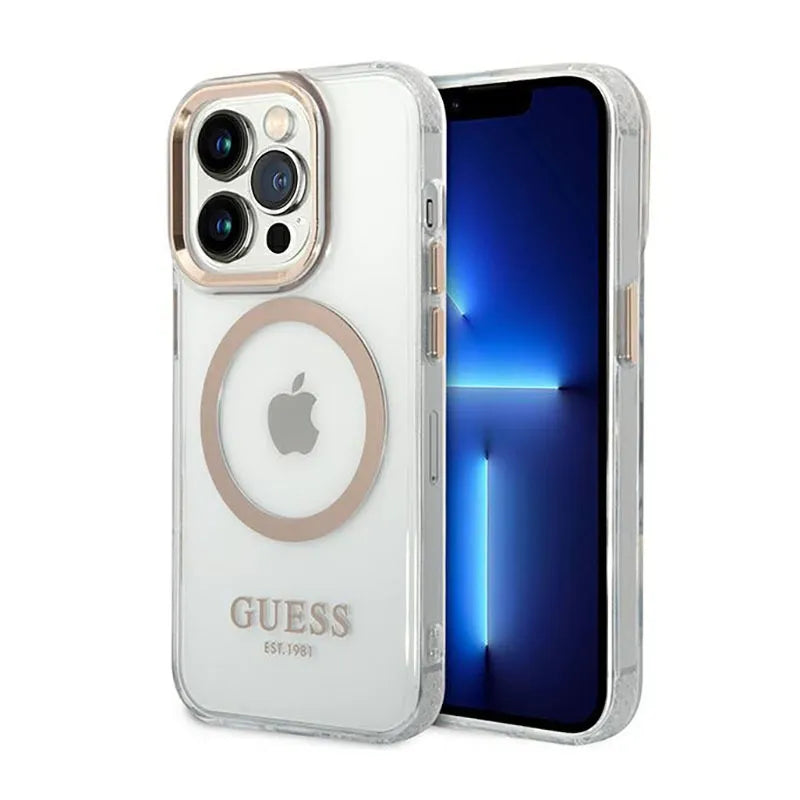 Guess Metal Outline MagSafe – dėklas iPhone 14 Pro (skaidrus)