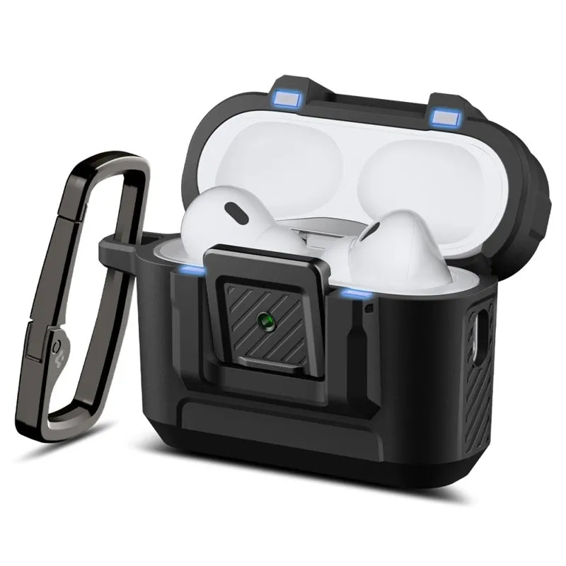 Spigen Lock Fit – šarvuotas dėklas, skirtas Apple AirPods Pro 3 (matinė juoda)