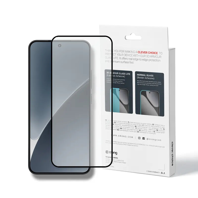 Crong 3D Armour Glass Lite – Viso paviršiumi klijuojamas grūdintas stiklas, skirtas Xiaomi 15
