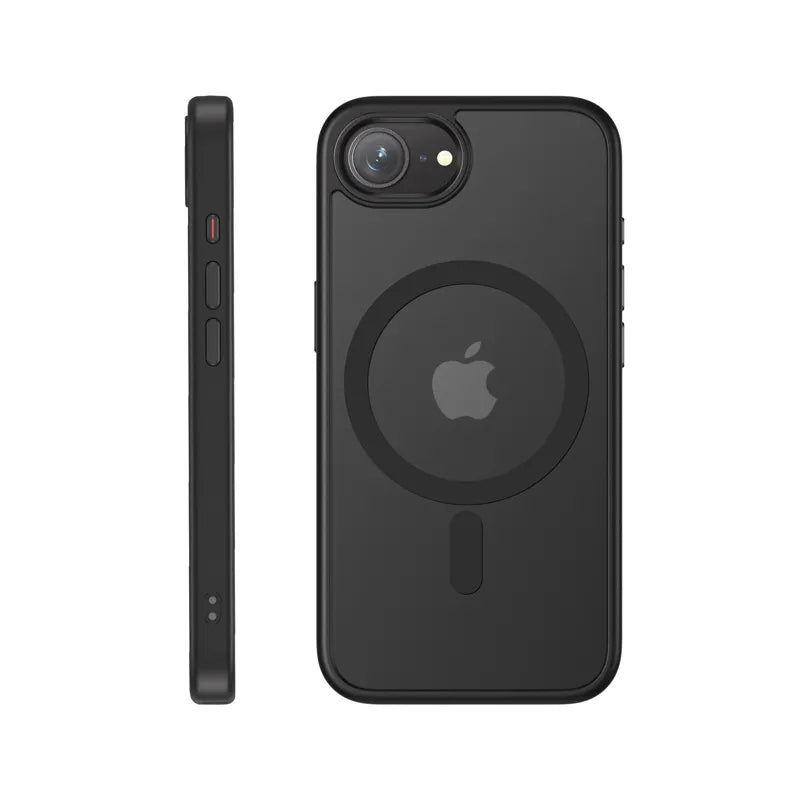 „Crong Hybrid Frost MAG Cover“ – „iPhone 17e“ / „16e“ „MagSafe“ dėklas (juodas)