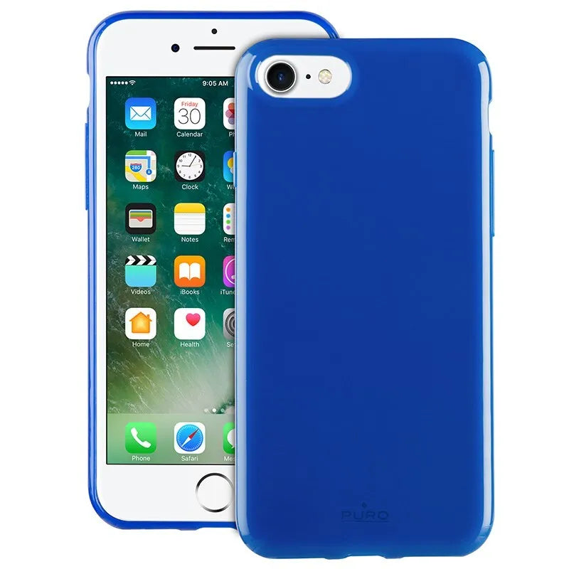 PURO Sunny Kit – dėklų rinkinys iPhone SE (2022/2020) / 8/7 + sulankstomi akiniai nuo saulės (mėlyni)