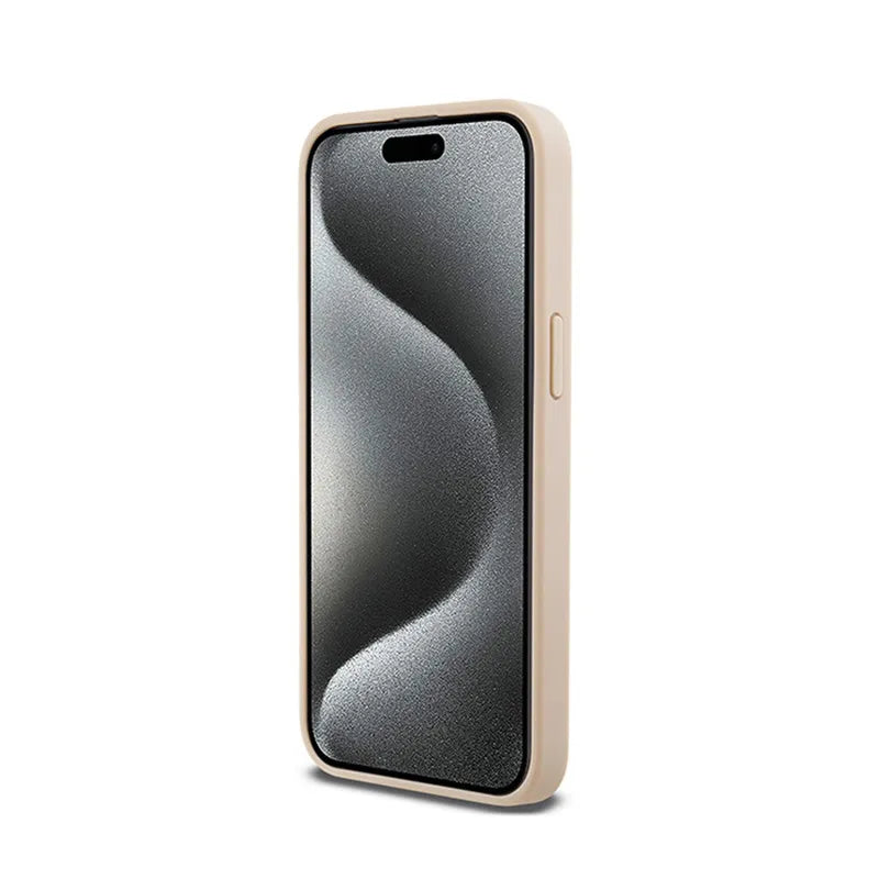 DKNY Leather Mono Stripe & Metal Logo – dėklas iPhone 15 Pro Max (rožinis)