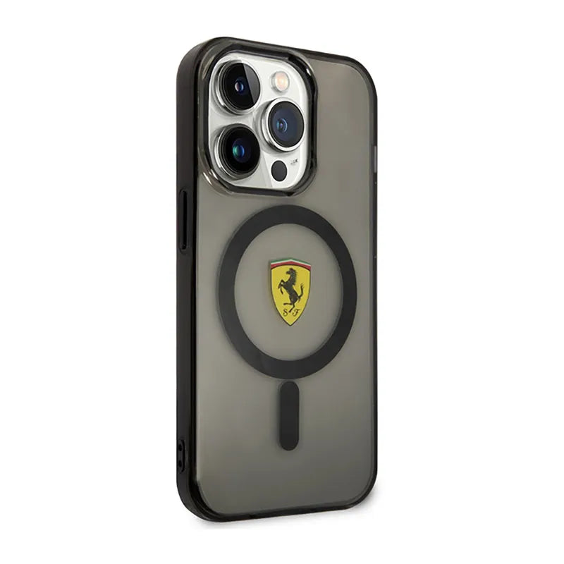 Ferrari Translucent MagSafe – dėklas iPhone 14 Pro telefonui (juodas)