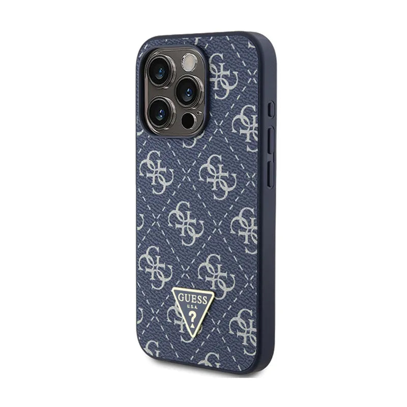 Guess 4G Triangle Metal Logo – dėklas iPhone 15 Pro (mėlynas)