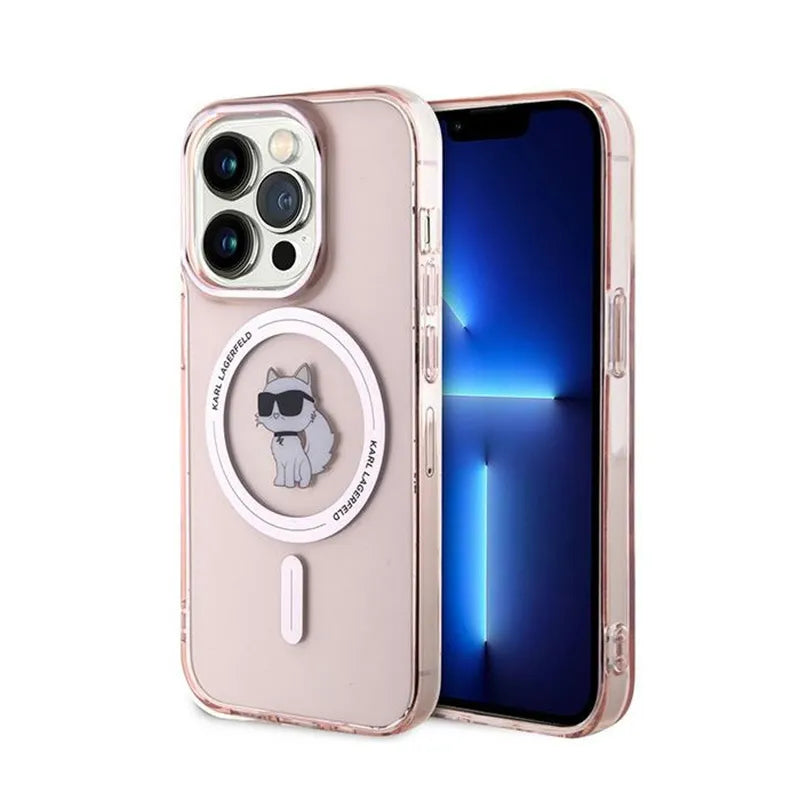 Karl Lagerfeld IML Choupette MagSafe – dėklas iPhone 14 Pro (rožinis)